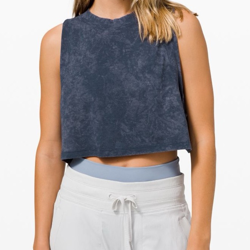 Lululemon Athletica All Yours Crop Tank Dark Blue/faded black size 12